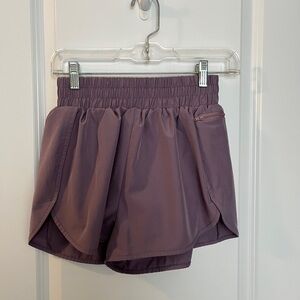 Purple Blooming Jolly High-Waisted Athletic Shorts Size: M